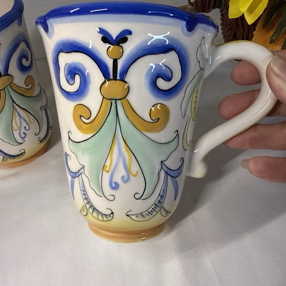Fitz and Floyd Ricamo mug 16 OZ  Floral  Coffee Cup -Discontinued